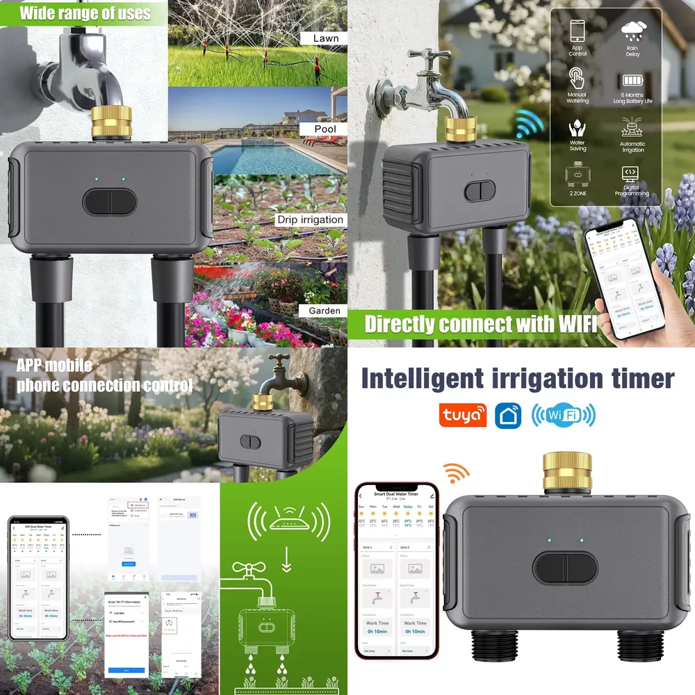 Timer Dual Outlet - WAP01 ตัวตั้งเวลาควบคุมการรดน้ำแบบ WiFi ควบคุมผ่านแอพ 2 หัวฉีดน้ำ
