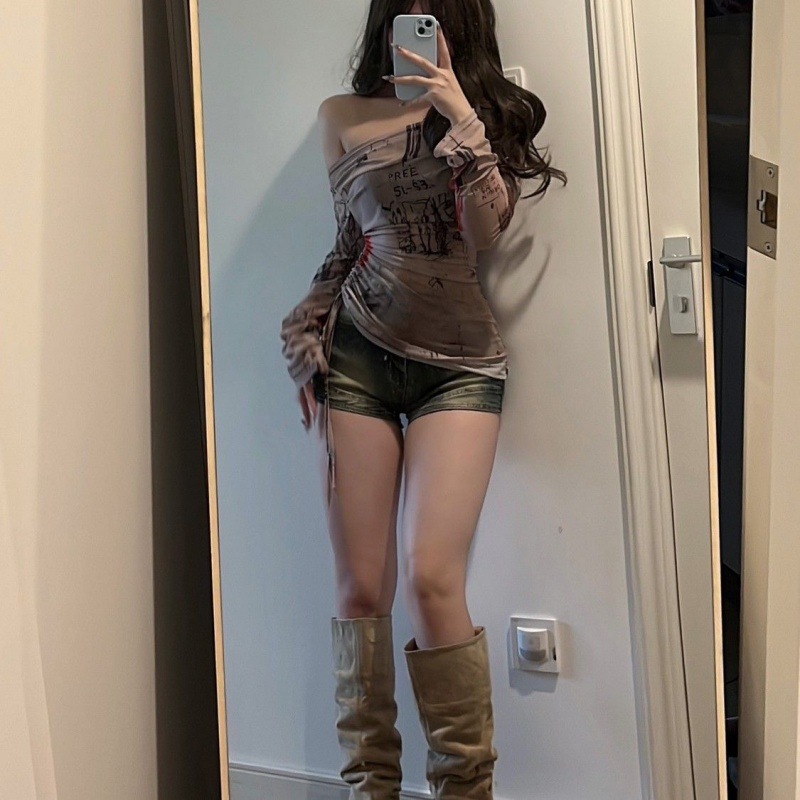 เสื้อยืดแขนยาวสไตล์สาวเปรี้ยว  - Screen Top Mesh บทวิจารณ์และราคา